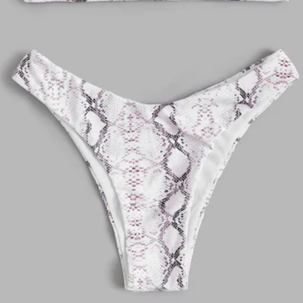 Snakeskin Strapless Bandeau Cheeky Bikini - Picture 3 of 7